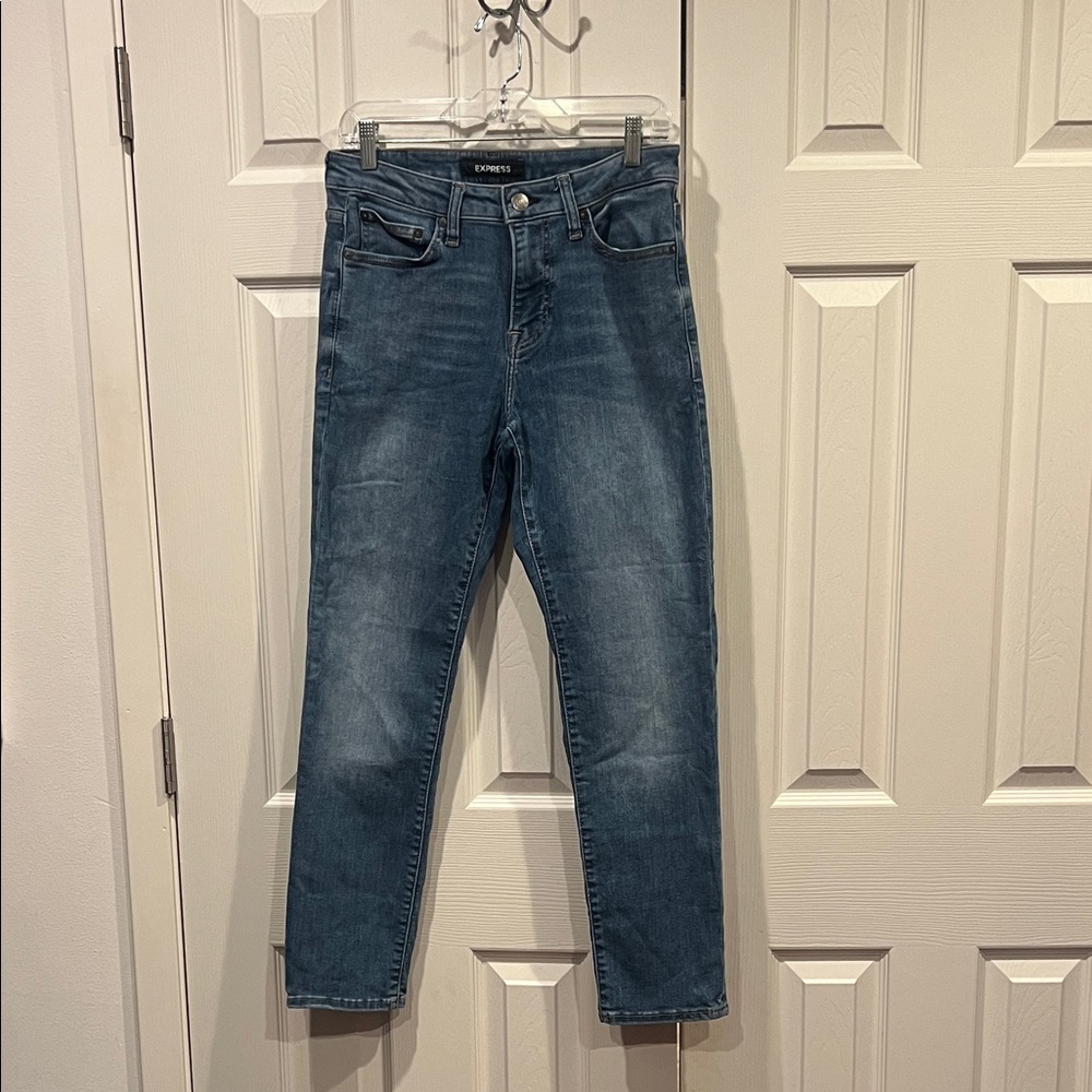 Express Dark Blue Straight Leg Jeans